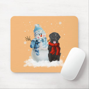 Flat-Coated Retriever Dog Christmas Snowman Christ Mouse Pad