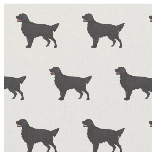 Flat-Coated Retriever Dog Silhouette Tiled - Basic Fabric