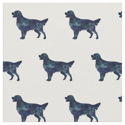Flat-Coated Retriever Dog Silhouette Tiled -Black Fabric