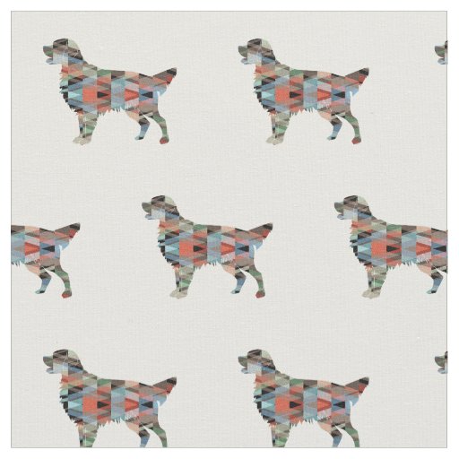 Flat-Coated Retriever Dog Silhouette Tiled - Plaid Fabric