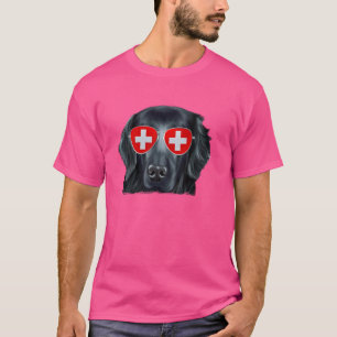 Flat-Coated Retriever Dog Switzerland Flag Sunglas T-Shirt