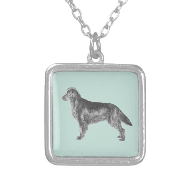 Flat Coated Retriever FCR Silver Plated Necklace (Front)