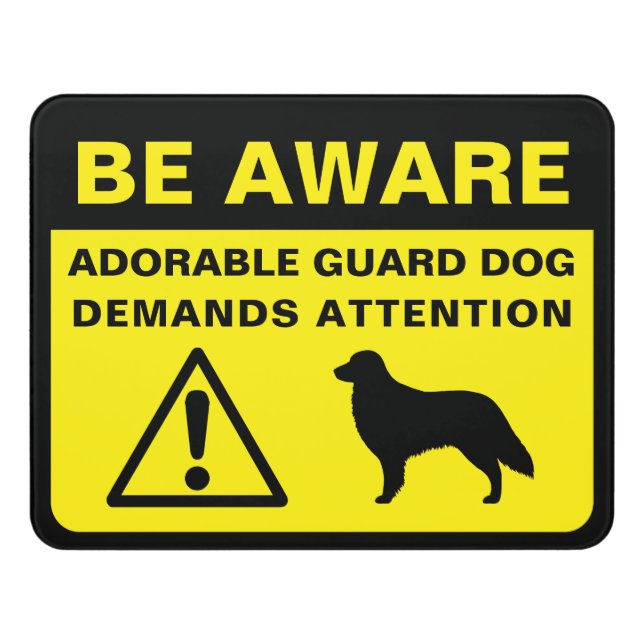 Flat Coated Retriever Funny Guard Dog Warning Door Sign (Contemporary Front)