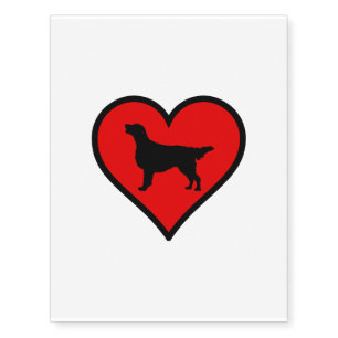 Flat-Coated Retriever Heart Love Dogs Temporary Tattoos