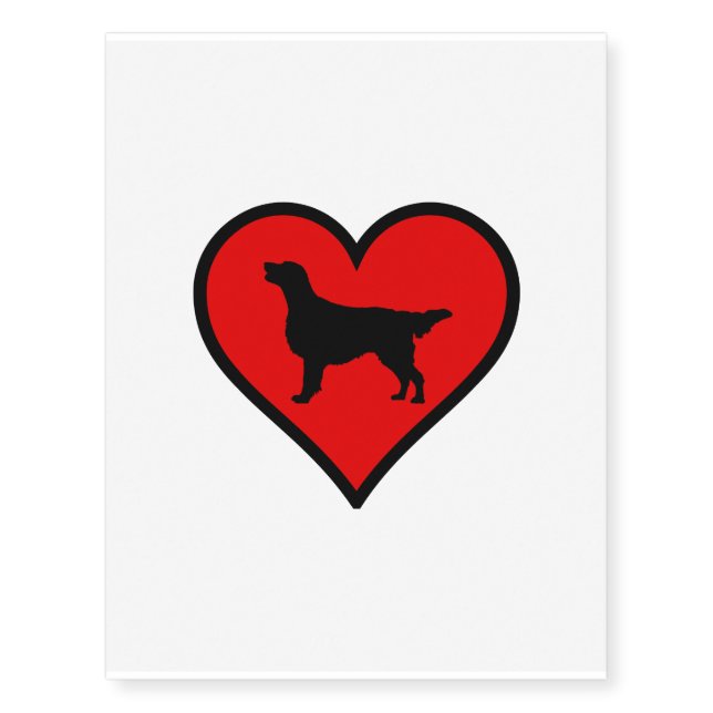 Flat-Coated Retriever Heart Love Dogs Temporary Tattoos (Front)