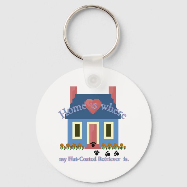 Flat-Coated Retriever Home Is Keychain (Front)