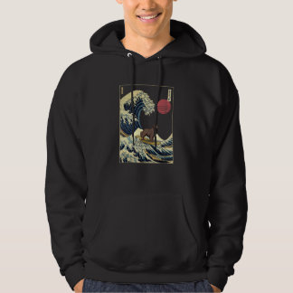 Flat Coated Retriever Japanese Kanagawa Wave Surf Hoodie