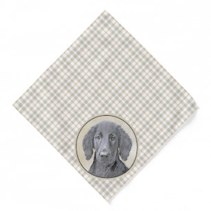 Flat-Coated Retriever Painting Black Pet Dog Art Bandana