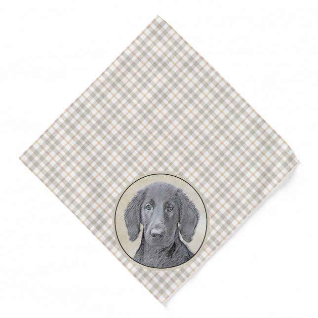 Flat-Coated Retriever Painting Black Pet Dog Art Bandana (Front)