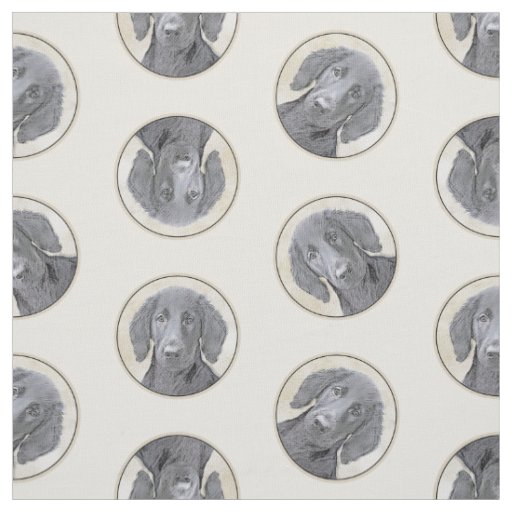 Flat-Coated Retriever Painting Black Pet Dog Art Fabric