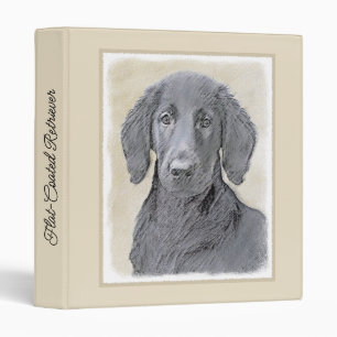 Flat-Coated Retriever Painting - Original Dog Art 3 Ring Binder