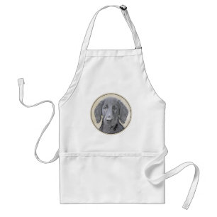 Flat-Coated Retriever Painting - Original Dog Art Adult Apron