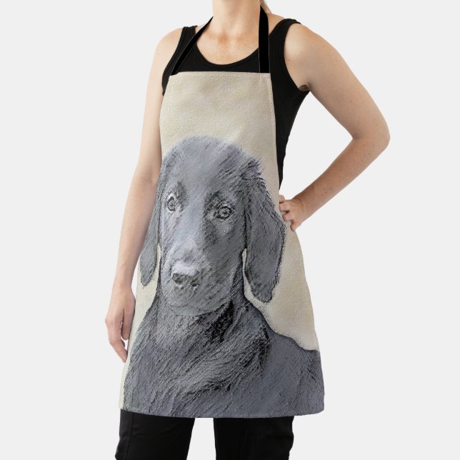Flat-Coated Retriever Painting - Original Dog Art Apron (Insitu)
