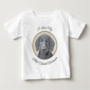 Flat-Coated Retriever Painting - Original Dog Art  Baby T-Shirt