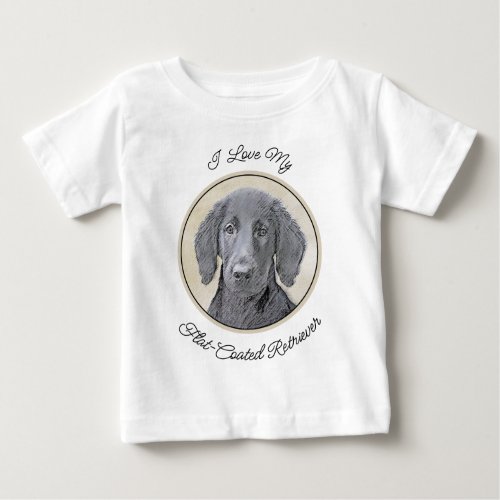Flat_Coated Retriever Painting _ Original Dog Art  Baby T_Shirt