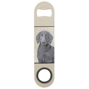 Flat-Coated Retriever Painting - Original Dog Art Bar Key