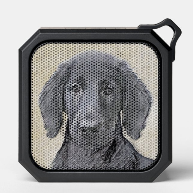 Flat-Coated Retriever Painting - Original Dog Art Bluetooth Speaker (Front)