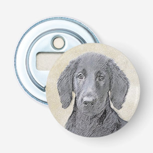 Flat-Coated Retriever Painting - Original Dog Art Bottle Opener