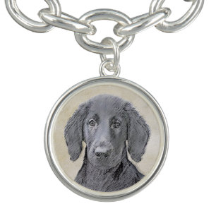 Flat-Coated Retriever Painting - Original Dog Art Bracelet