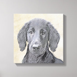 Flat-Coated Retriever Painting - Original Dog Art Canvas Print