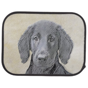 Flat-Coated Retriever Painting - Original Dog Art Car Floor Mat