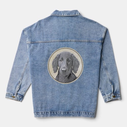 Flat_Coated Retriever Painting _ Original Dog Art Denim Jacket