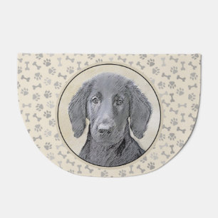 Flat-Coated Retriever Painting - Original Dog Art Doormat
