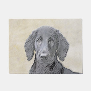 Flat-Coated Retriever Painting - Original Dog Art Doormat