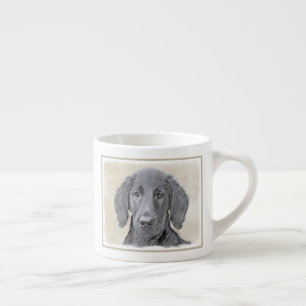 Flat-Coated Retriever Painting - Original Dog Art Espresso Cup