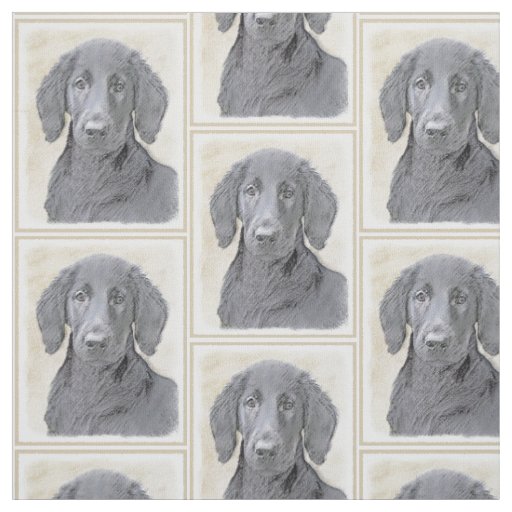 Flat-Coated Retriever Painting - Original Dog Art Fabric