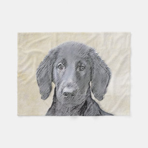 Flat-Coated Retriever Painting - Original Dog Art Fleece Blanket
