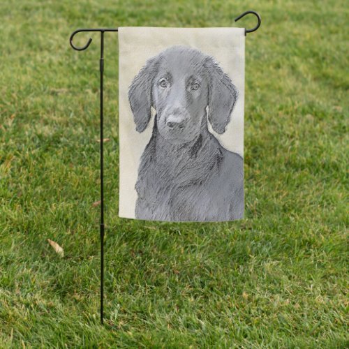 Flat_Coated Retriever Painting _ Original Dog Art Garden Flag