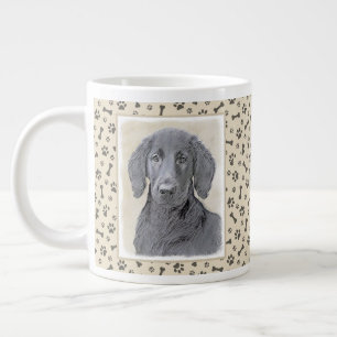 Flat-Coated Retriever Painting - Original Dog Art Giant Coffee Mug
