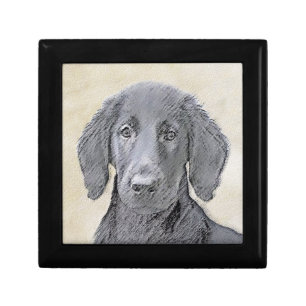 Flat-Coated Retriever Painting - Original Dog Art Gift Box