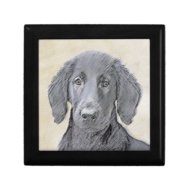 Flat-Coated Retriever Painting - Original Dog Art Gift Box (Front)