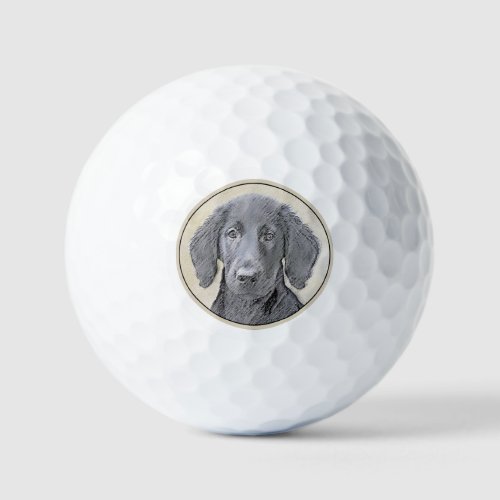 Flat_Coated Retriever Painting _ Original Dog Art Golf Balls