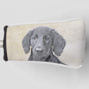 Flat-Coated Retriever Painting - Original Dog Art Golf Head Cover