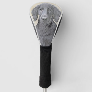 Flat-Coated Retriever Painting - Original Dog Art Golf Head Cover