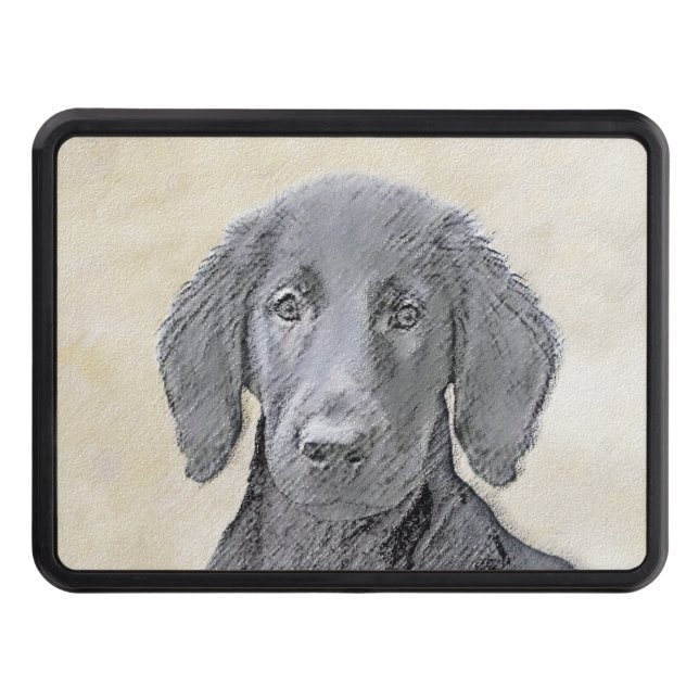 Flat-Coated Retriever Painting - Original Dog Art Hitch Cover (Front)