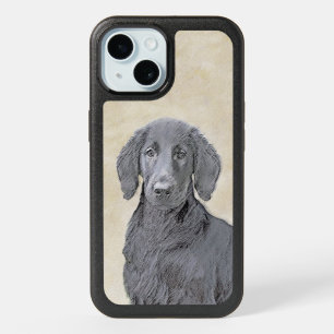 Flat-Coated Retriever Painting - Original Dog Art iPhone 15 Case