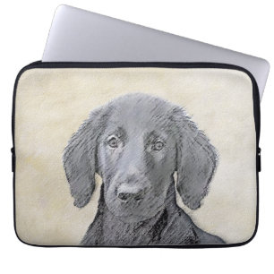 Flat-Coated Retriever Painting - Original Dog Art Laptop Sleeve