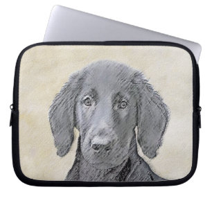 Flat-Coated Retriever Painting - Original Dog Art Laptop Sleeve