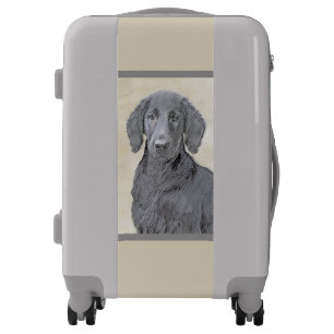 Flat-Coated Retriever Painting - Original Dog Art Luggage