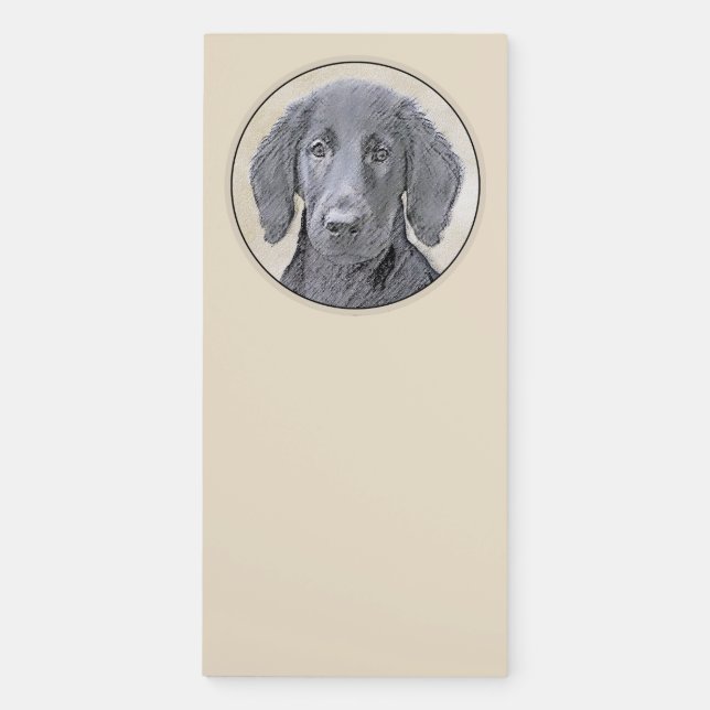 Flat-Coated Retriever Painting - Original Dog Art Magnetic Notepad (Front)