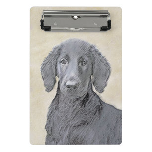 Flat-Coated Retriever Painting - Original Dog Art Mini Clipboard