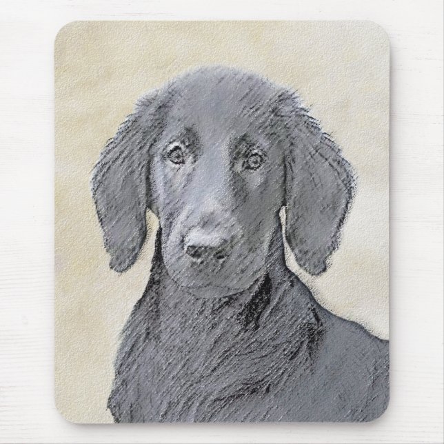 Flat-Coated Retriever Painting - Original Dog Art Mouse Pad (Front)