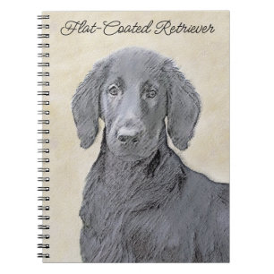 Flat-Coated Retriever Painting - Original Dog Art Notebook