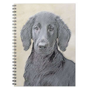 Flat-Coated Retriever Painting - Original Dog Art Notebook