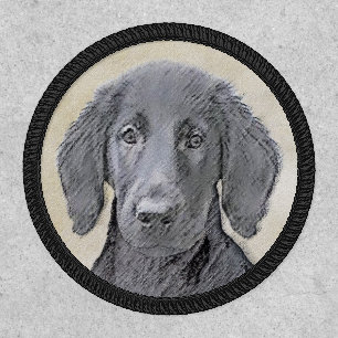 Flat-Coated Retriever Painting - Original Dog Art Patch