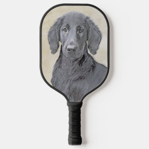 Flat-Coated Retriever Painting - Original Dog Art Pickleball Paddle
